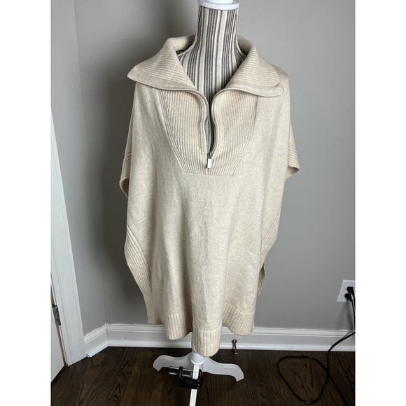 H&M Poncho/Cape/Pullover Cream Sweater Wool Blend Sz XS Ouiet luxury - Picture 1 of 9